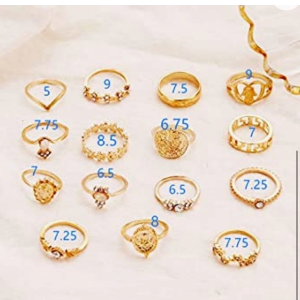15 Pcs. Gold Boho Chic Stackable Knuckle Rings NWT - Picture 2 of 4